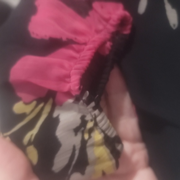 charter club petite sheer floral off shoulder smocked blouse top 12 black pink - Picture 6 of 7